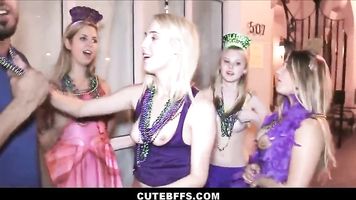 Cute Teen Girls Orgy With Guys During Mardi Gras